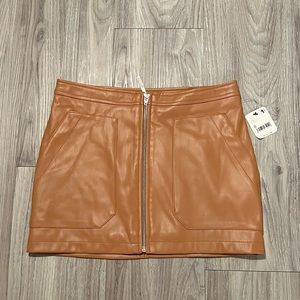 NWT Brown Free People Vegan Leather Mini Skirt - Size 0